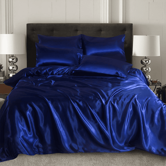 Satin Silk Duvet Cover - Navy Blue