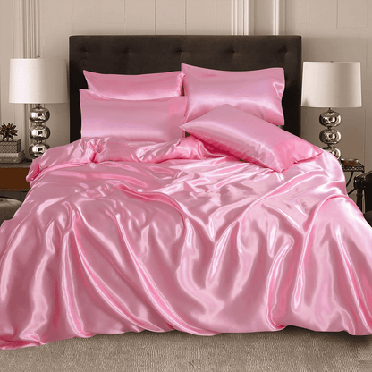 Satin Silk Duvet Cover - Pink