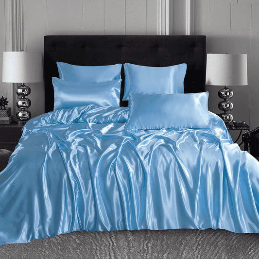 Satin Silk Duvet Cover - Sky Blue
