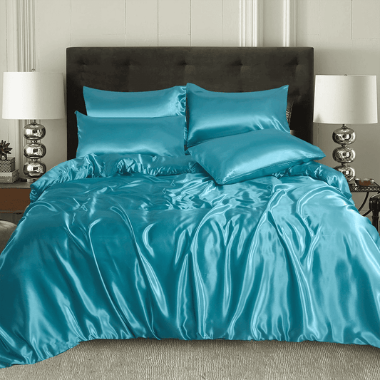 Satin Silk Duvet Cover - Teal