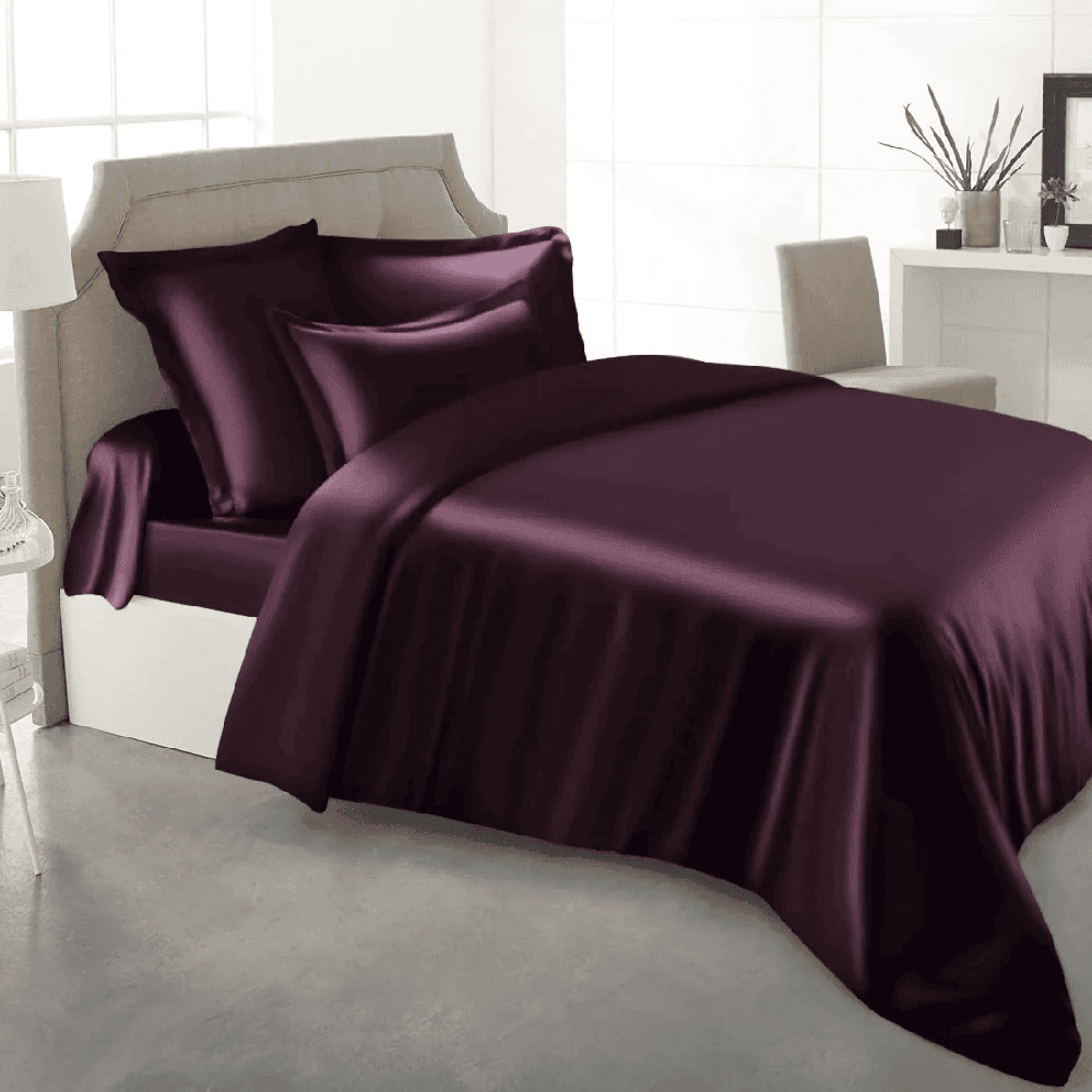 Silk Duvet Cover Set Grape Red