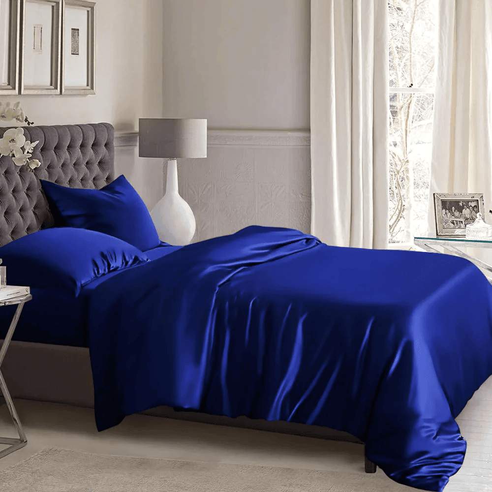 Silk Duvet Cover Set Royal Blue