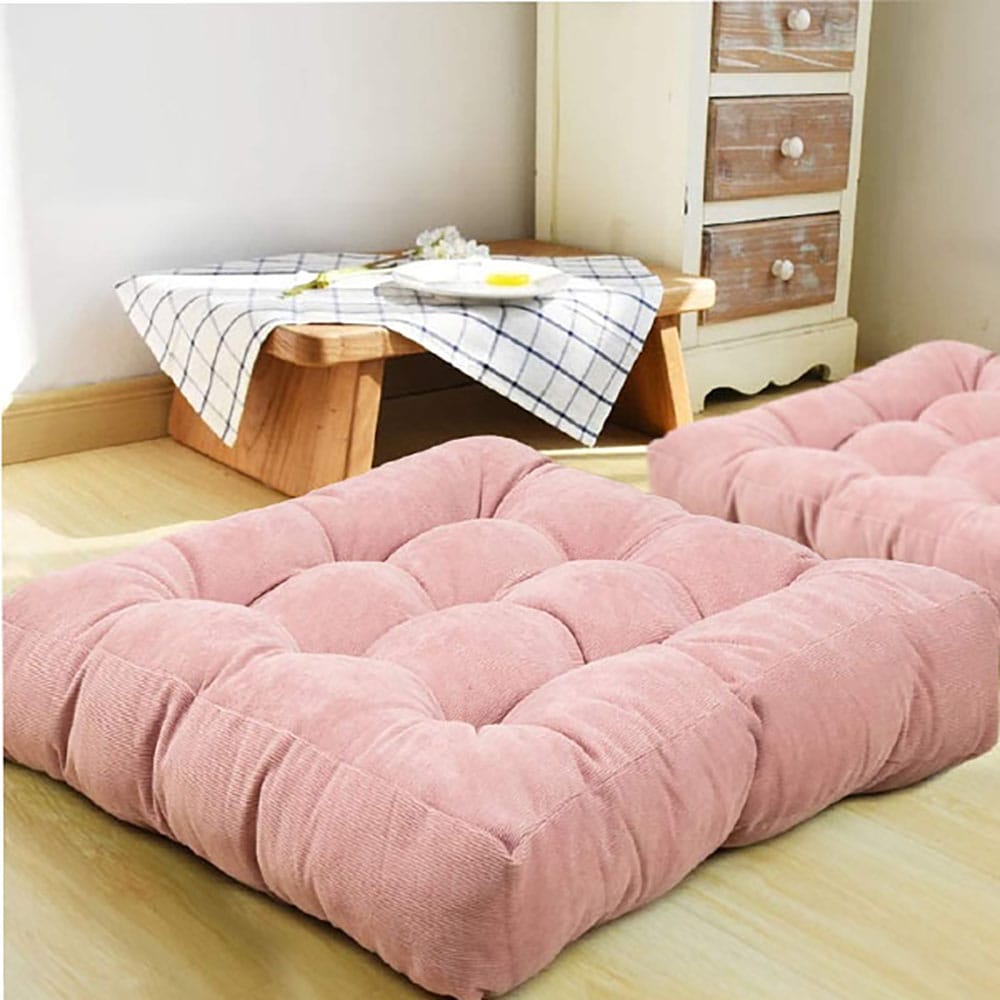 Square-Shape-Velvet-Floor-Cushions-Coral
