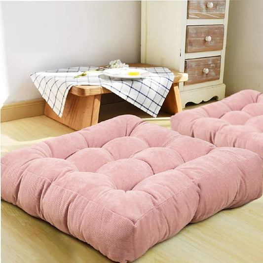 Square-Shape-Velvet-Floor-Cushions-Coral