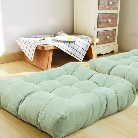 Square-Shape-Velvet-Floor-Cushions-Grass-Green