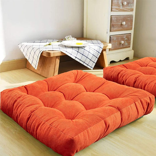 Square-Shape-Velvet-Floor-Cushions-Orange