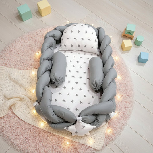 Stars White Grey Baby Nest