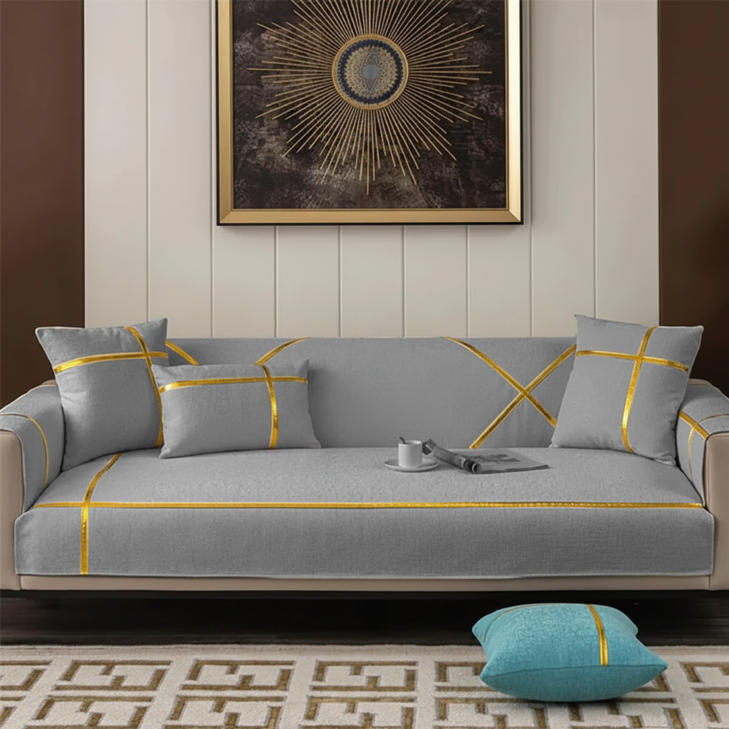 velvet sofa cover grey