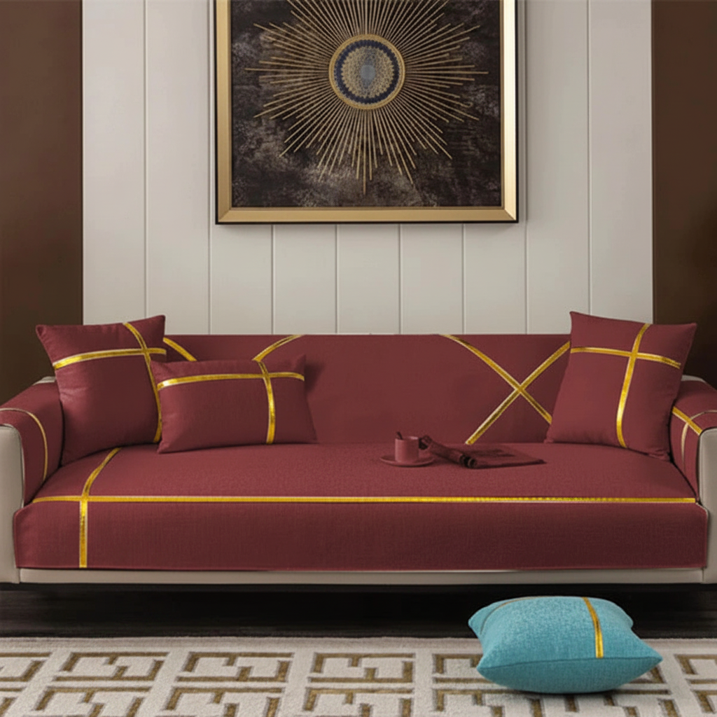 velvet sofa cover maroon