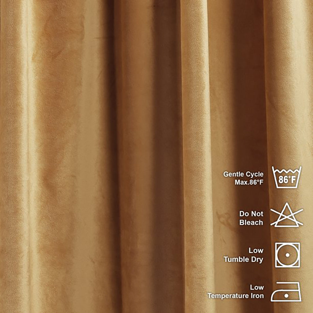 Premium Solid Color Velvet Curtain - Apricot Gold