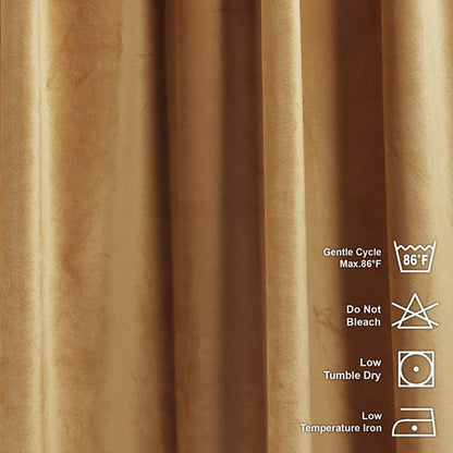 Premium Solid Color Velvet Curtain - Apricot Gold