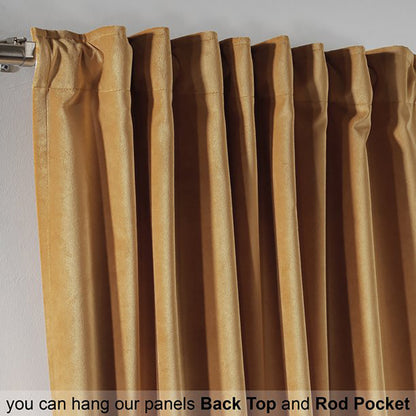Premium Solid Color Velvet Curtain - Apricot Gold
