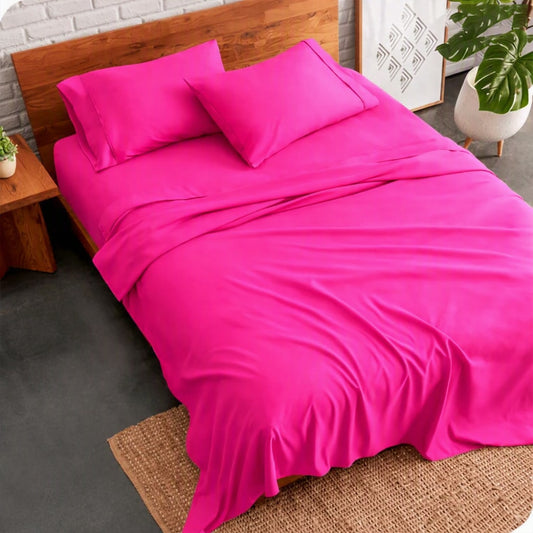 plain bed sheet - bright pink