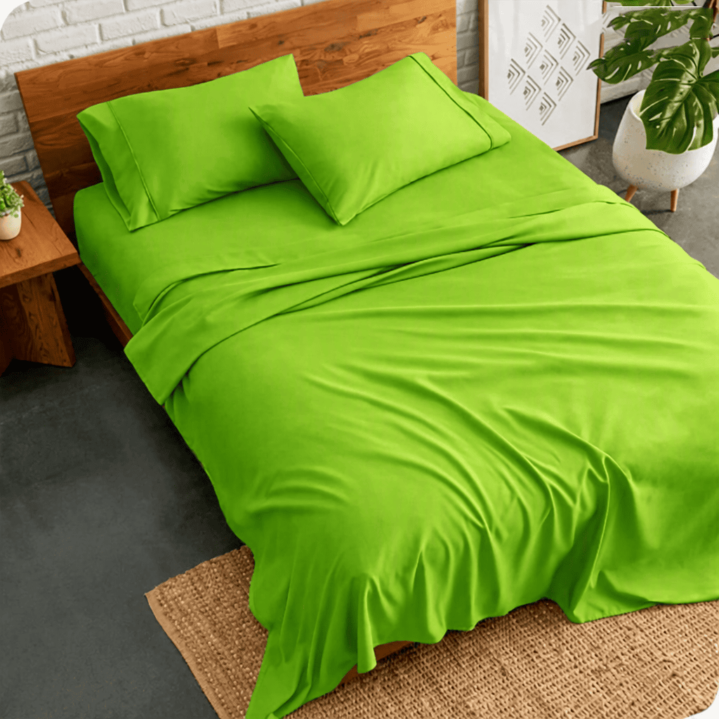 plain bed sheet - parrot green
