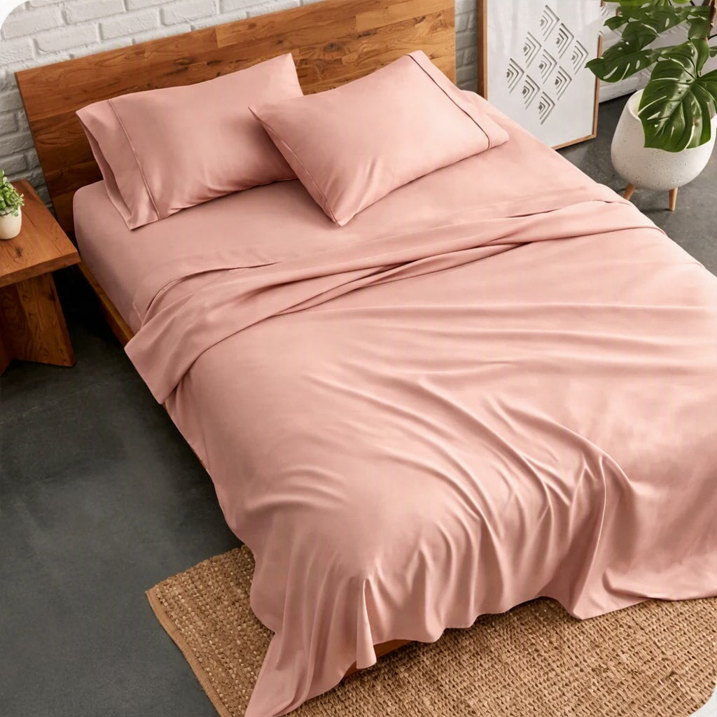plain bed sheet - rose gold