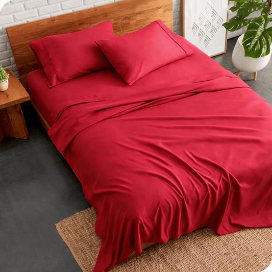 plain bed sheet -rose red