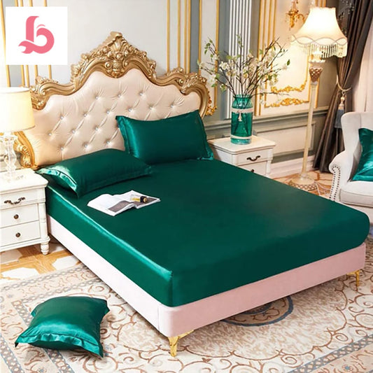 silk fitted sheet green