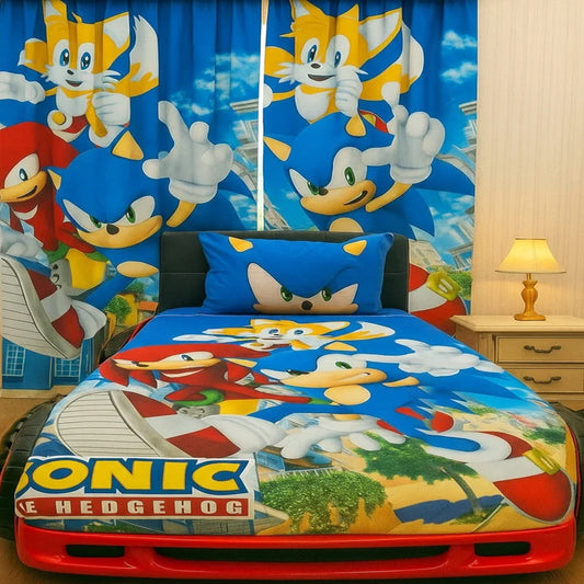 Sonic Theme Kids Room Curtain ( Not included 2 Curtains )