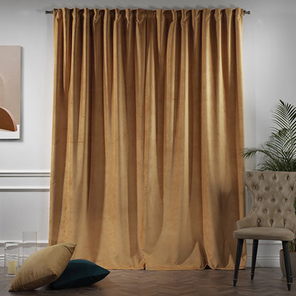 Premium Solid Color Velvet Curtain - Apricot Gold