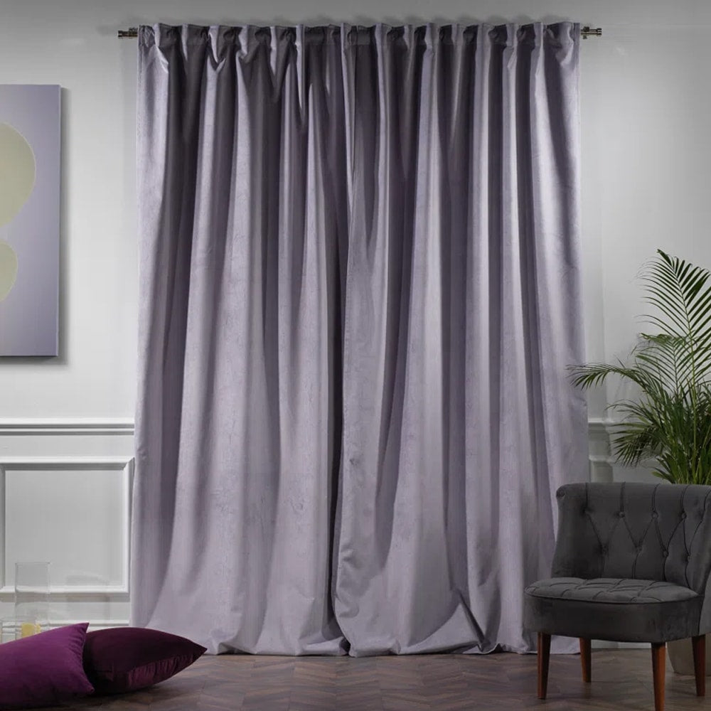 velvet curtains - heather purple