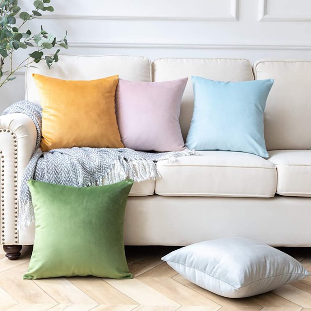 velvet cushion cover white