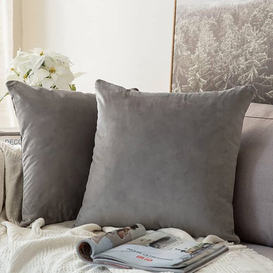 Pack of 5 Premium Velvet Cushion Covers - Grey